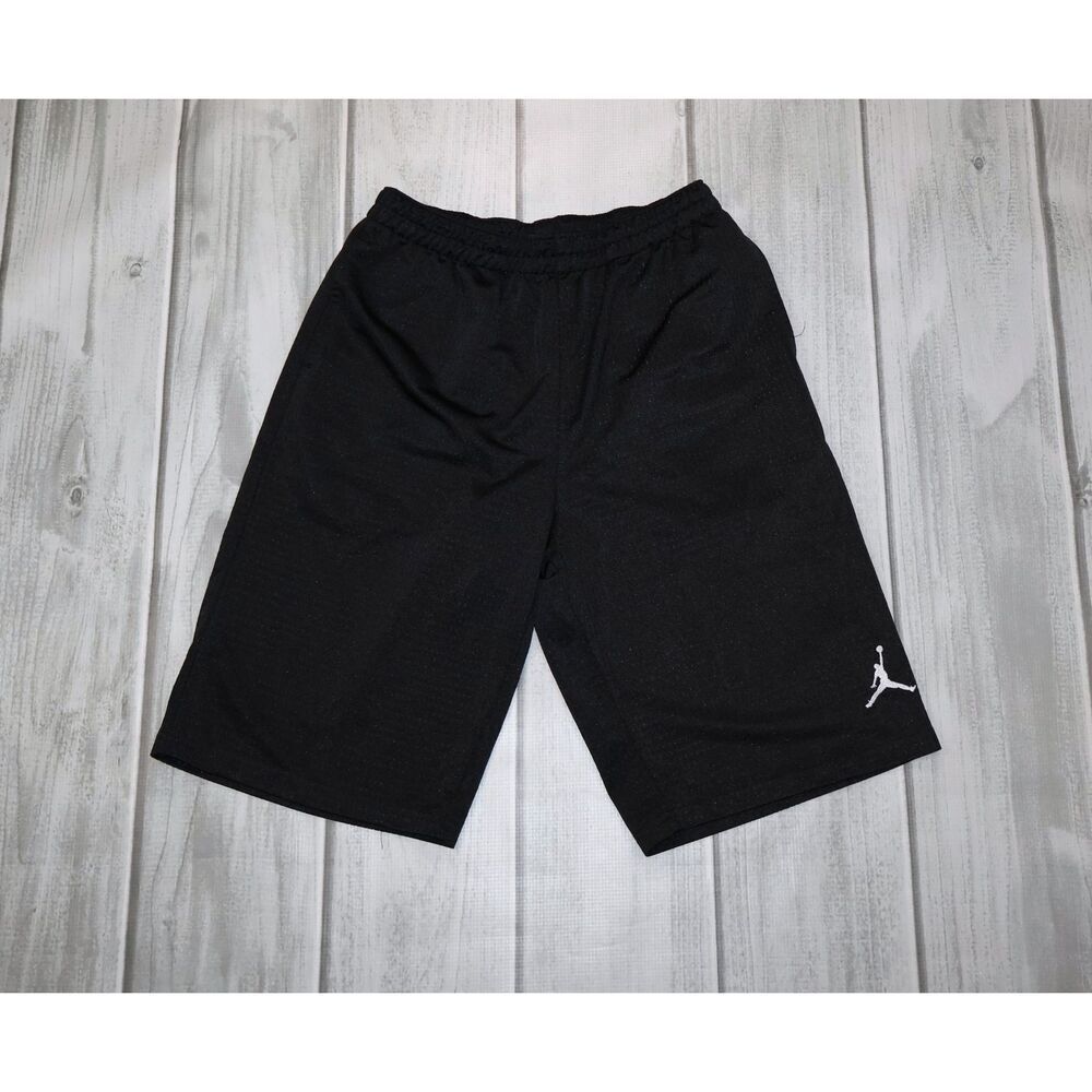 Jordan Boys L (152-156 cm) Black Mesh Basketball Shorts Jumpman Logo Drawstring